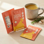 Italian Chicken broth packets with a warm mug